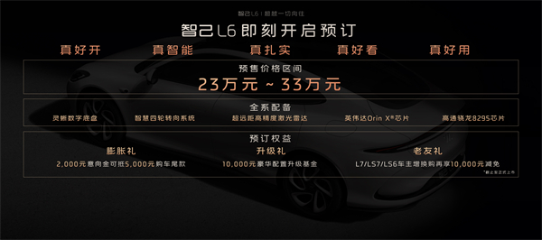 “超级智能轿车”智己L6正式发布，预售价格23万元~33万元 尖端科技首搭之王